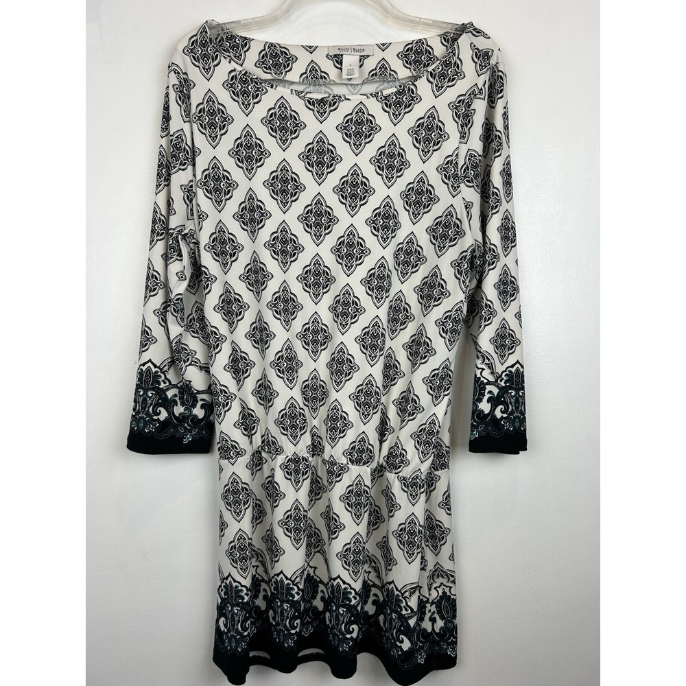 WHBM Top Womans L Peplum Blouse Floral Boho Peasant Print Office Professional